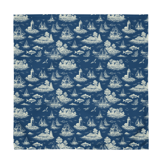 Blue Mist Coastal Toile Cotton Twill Napkin