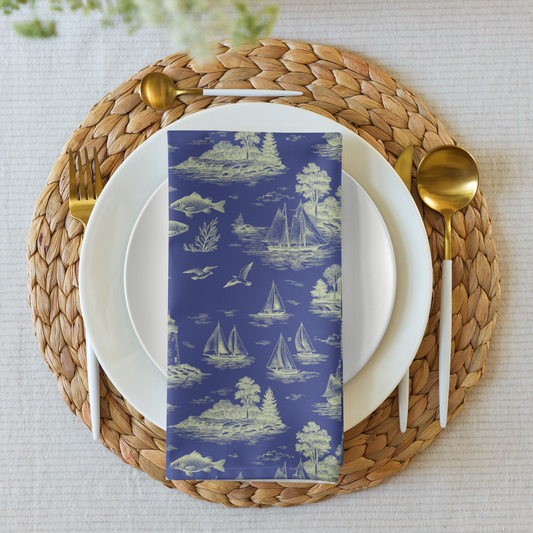 Coastal Lime Coastal Toile Cotton Twill Napkins (Set of 2)