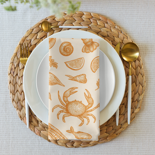 Apricot Clam Shack Cotton Twill Napkins (Set of 2)