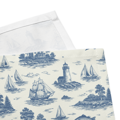 Deep Navy Coastal Toile Cotton Twill Napkins (set of 2)